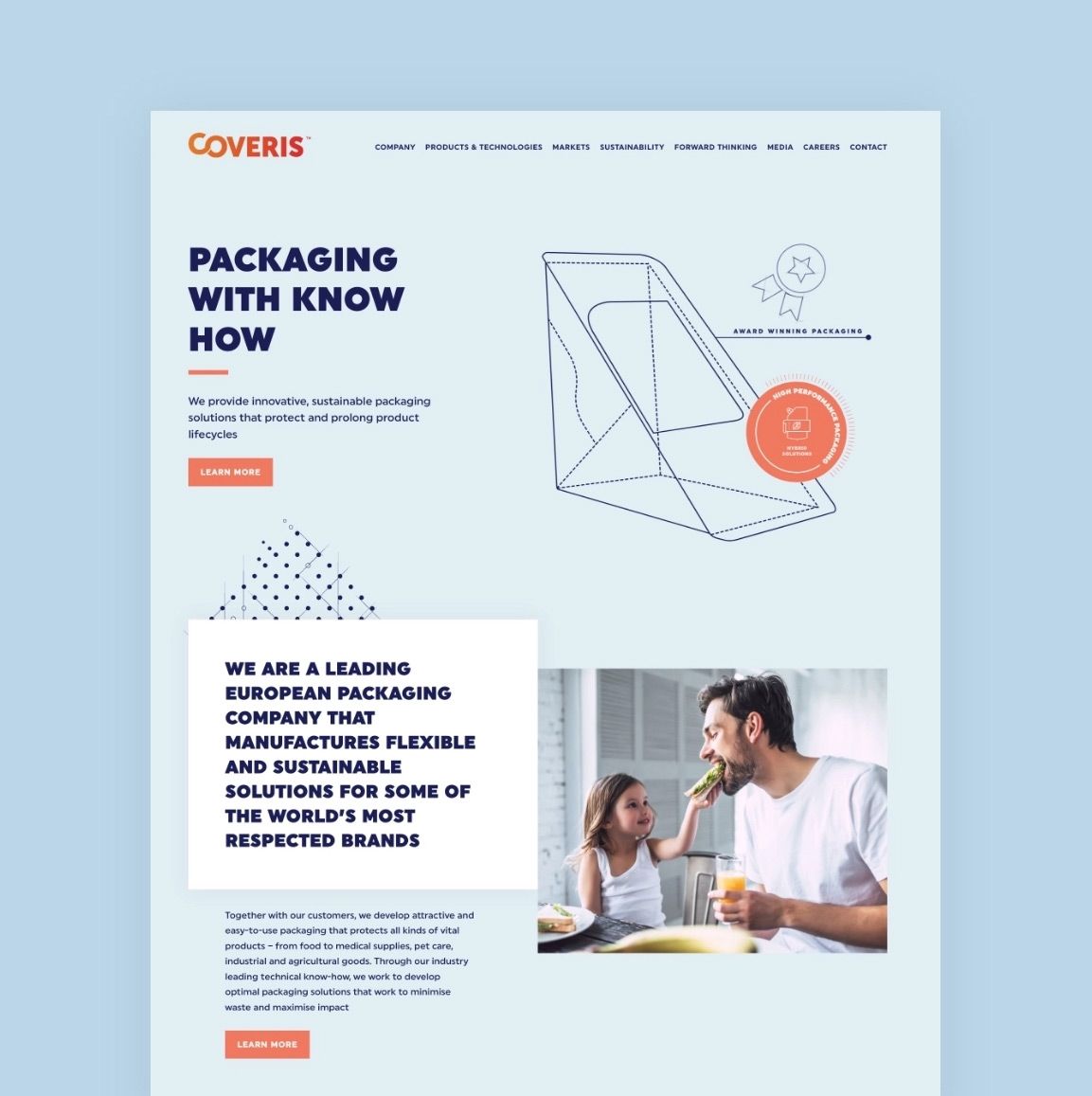 Example of Coveris desktop website